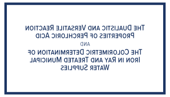 高氯酸的多用途反应性质, 市政供水中铁的测定, 技术图书馆, GFS Chemicals